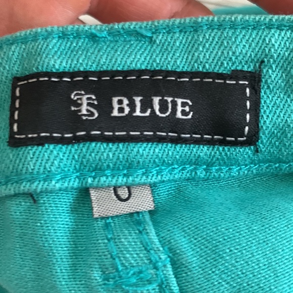 STS Blue Aqua Blue High Waisted Raw Hem Jean Shorts - Picture 5 of 6
